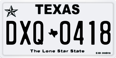 TX license plate DXQ0418