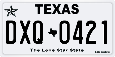 TX license plate DXQ0421