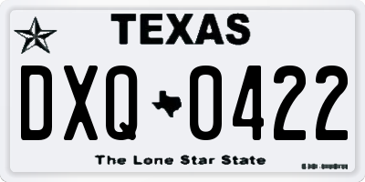 TX license plate DXQ0422