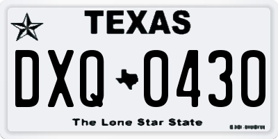 TX license plate DXQ0430