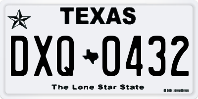 TX license plate DXQ0432