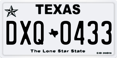 TX license plate DXQ0433