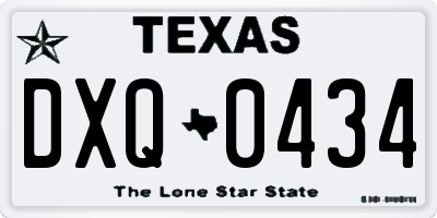 TX license plate DXQ0434