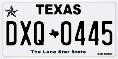 TX license plate DXQ0445