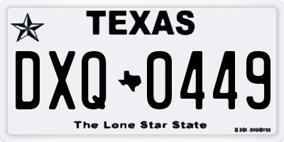 TX license plate DXQ0449