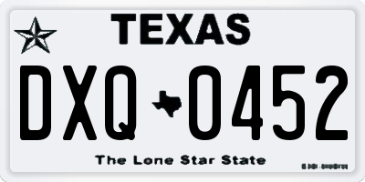 TX license plate DXQ0452