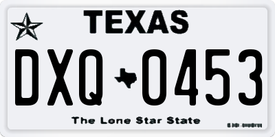 TX license plate DXQ0453