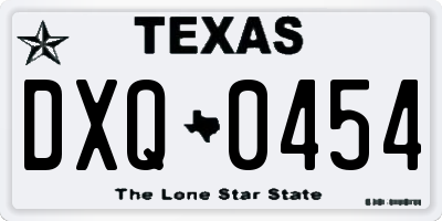 TX license plate DXQ0454