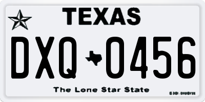 TX license plate DXQ0456