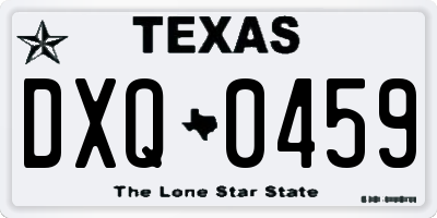 TX license plate DXQ0459