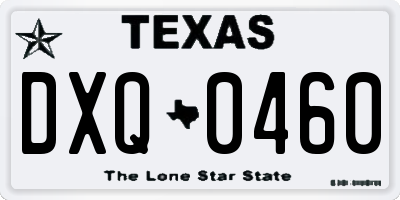 TX license plate DXQ0460