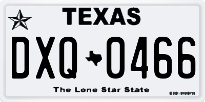 TX license plate DXQ0466