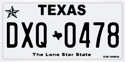 TX license plate DXQ0478