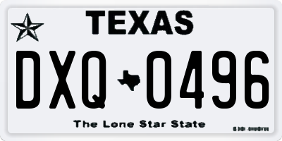 TX license plate DXQ0496