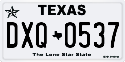 TX license plate DXQ0537