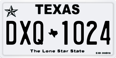 TX license plate DXQ1024