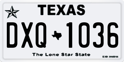 TX license plate DXQ1036
