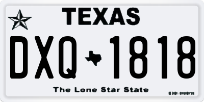 TX license plate DXQ1818