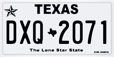 TX license plate DXQ2071