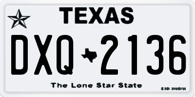 TX license plate DXQ2136