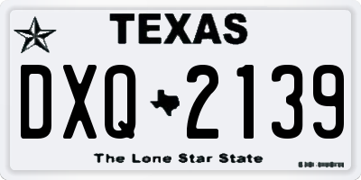 TX license plate DXQ2139