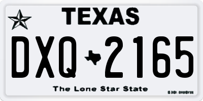 TX license plate DXQ2165