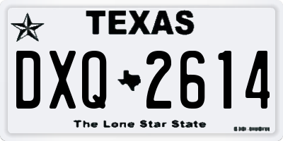 TX license plate DXQ2614