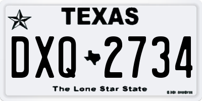 TX license plate DXQ2734