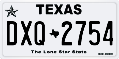 TX license plate DXQ2754