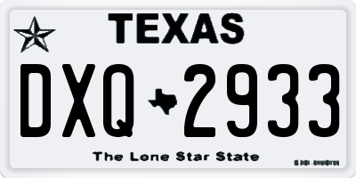 TX license plate DXQ2933
