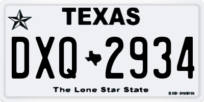 TX license plate DXQ2934