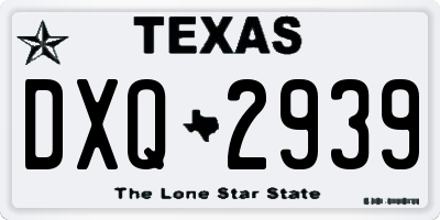 TX license plate DXQ2939