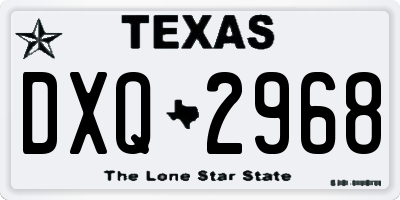 TX license plate DXQ2968