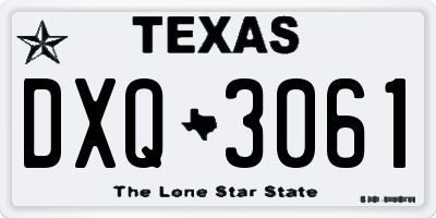 TX license plate DXQ3061