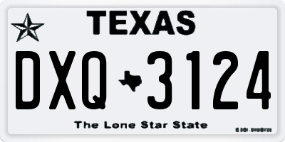 TX license plate DXQ3124