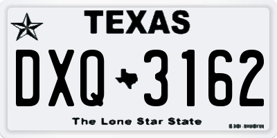 TX license plate DXQ3162