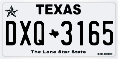 TX license plate DXQ3165