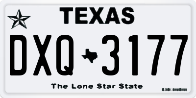 TX license plate DXQ3177