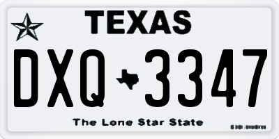 TX license plate DXQ3347