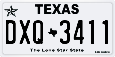 TX license plate DXQ3411