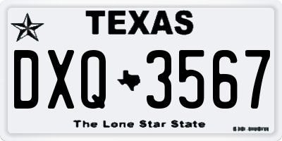 TX license plate DXQ3567