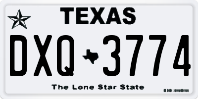 TX license plate DXQ3774