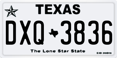 TX license plate DXQ3836