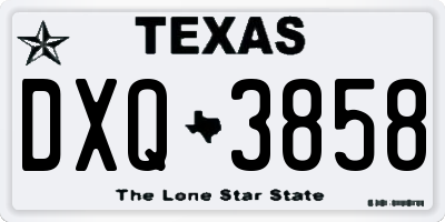 TX license plate DXQ3858
