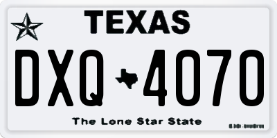 TX license plate DXQ4070