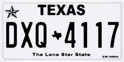 TX license plate DXQ4117