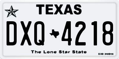 TX license plate DXQ4218