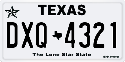 TX license plate DXQ4321