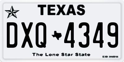TX license plate DXQ4349