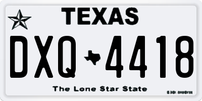 TX license plate DXQ4418
